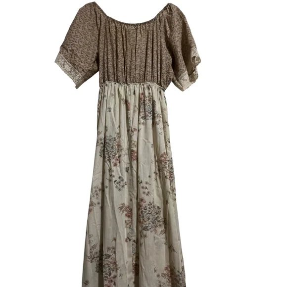 EUC Impression Floral Maxi Dress in Beige and Brown Size LG - Picture 5 of 13